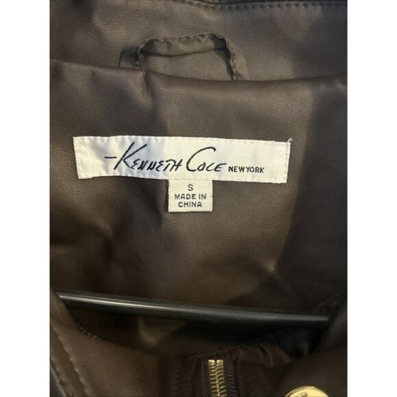 Kenneth Cole Reaction Womens  Moto Jacket Size S Dark Brown Faux Leather‎ Zipper - Picture 4 of 8